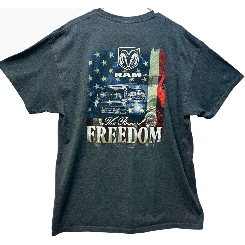 Ram Logo Gildan Heavy Cotton Mens XL Graphic T-Shirt Black "The Power Of Freedom